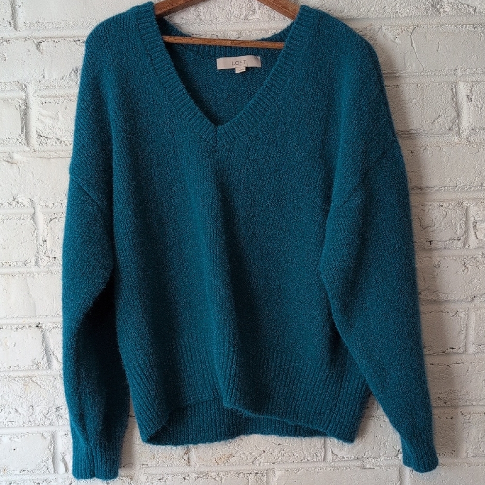 LOFT Deep Teal V-Neck Sweater